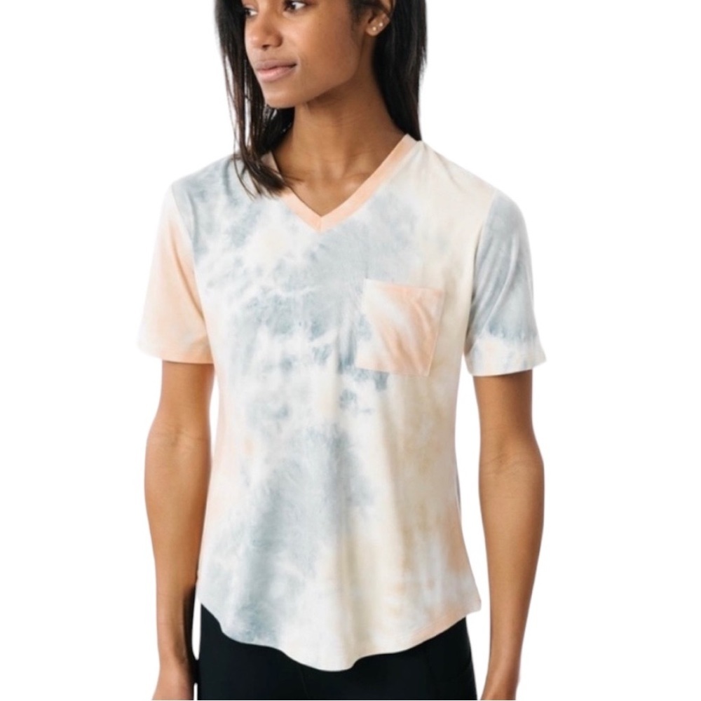 Zyia Active Hendrix Tie Dye V Neck Top